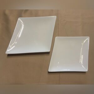 Elegant White Diamond Dinner Plates - Set of 2 Serving Platters